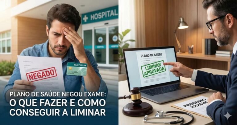 Ilustração que representa um caminho juridico para quem teve uma plano de saúde que negou exame
